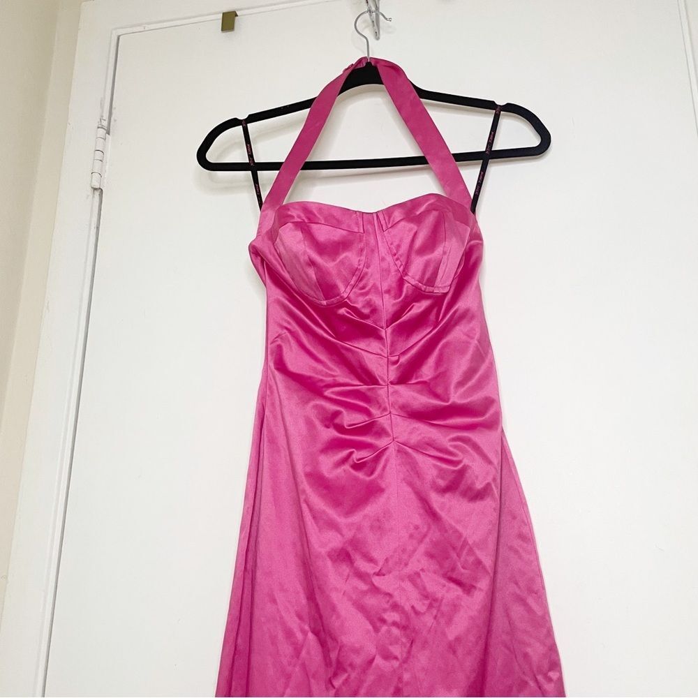 Y2K Vtg Betsey Johnson hot pink satin halter top mini dress 2 women’s - Picture 10 of 13